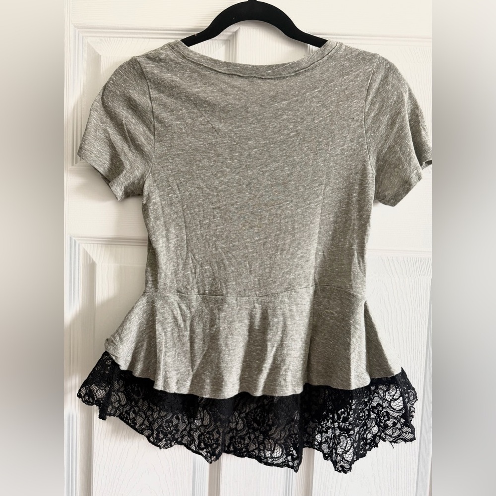 Urban Outfitters Women’s Earthy GreenTop with Black Lace Hem - Picture 2 of 4